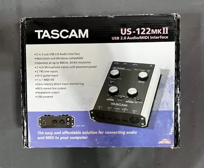 TASCAM US-122MKII USB 2.0 Audio/MIDI Interface W/Box & USB Cable EXCELLENT • $59.95