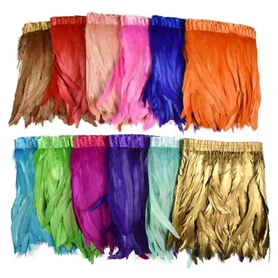 2Meter Colored Feather Trim Ribbon On Tape Artificial Feather For Clothes Sewing • $20.26