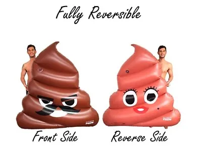 Giant Blow Up Inflatable Double Sided Poo Emoji Sun Lounger Lilo Swimming Pool • £14.49