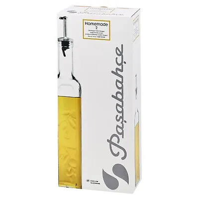 Pasabahce 2 X 500ml Tall Glass Olive Oil Vinegar Dispenser Bottle W/Metal Pourer • £7.99