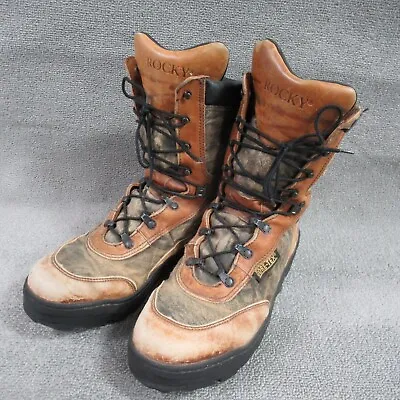 ROCKY Boots Shoes Mens 9.5 Brown Camo ProHunter GORE Insulated 500 Grams Hunting • $31.95