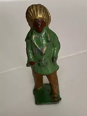 Vintage Native American Indian Chief Lead Figure Toy • £6