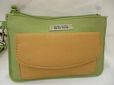 Kenneth Cole Reaction  Green Leather Purse/wristlet With Wrist Strap • £15