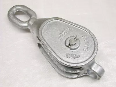 Double Sheave Lifting Pulley Block 3  - 10  (Galvanised Hook Eye Wire Soft Rope) • £27.95