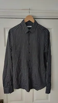 Versace Collection Fashion Fit Grey Lilac Stripe Sheen Shirt Size 16/41 *VGC* • £14.05