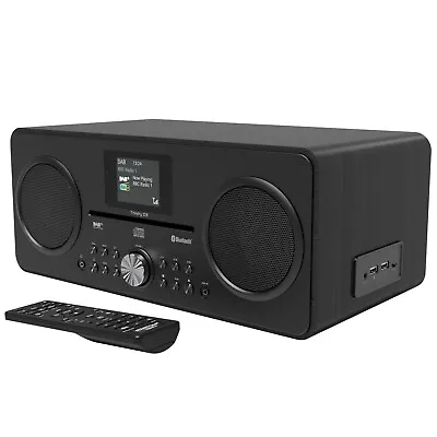 DAB DAB+ Radio CD Alarm Bluetooth FM Speaker Charger AZATOM Trinity Full Black • £109.95