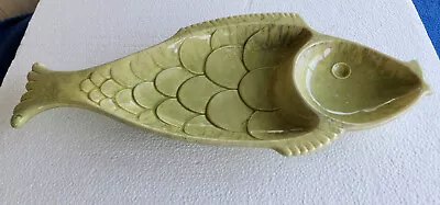 Vtg Mid Century Royal Haeger Fish Ceramic Serving Platter #854-1H Olive Green • $19.99