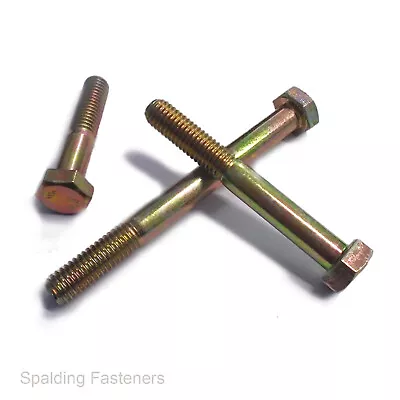 Yellow Zinc Gold Metric High Tensile Steel Hex Bolts Part Thread M6 M8 M12 M12 • £2.03