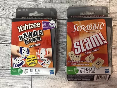Hasbro Card Lot Of 2 - Scrabble Slam! & Yahtzee Hands Down Card Games - Read! • $10