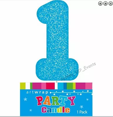 Cake Candle Number 1 One Glitter Blue Birthday Party Boys Cake Topper 1st First • $4.35