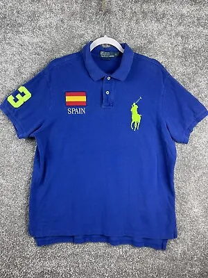 Ralph Lauren Big Pony Spain Polo Shirt XL Blue Short Sleeves Golf • $34.99