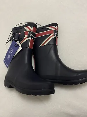 Joules NWT Girls US 2 EU33 Union Jack Flag Wellington Rain Boot Waterproof Welly • $37.95