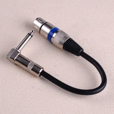 Female XLR To 6.35mm 1/4 TRS Stereo AUX Audio Cable 90 Degree Plug Adapter Ct • £9