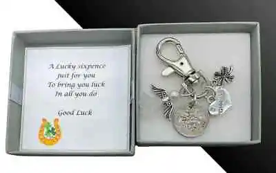 £7.99 • Buy Personalised Lucky Sixpence Good Luck Novelty Keyring - Gift