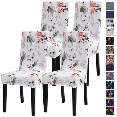 4 Pack Dining Chair Covers Stretch Spandex Printed Dining Chair Slipcovers Home • $23.94