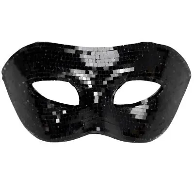 Black Masquerade Mask For Men Ball Mask Mirror Glass Disco Halloween Wedding Mar • $32.95