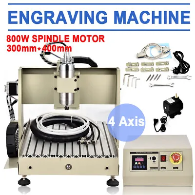 800W 3040 CNC Router 4 Axis Engraver Desktop Metal Wood Milling Drilling Machine • £960