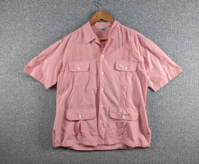 £129.50 • Buy CHRISTIAN DIOR Vintage 80's Men's Pink Guayabera Designer Cotton Button Shirt XL