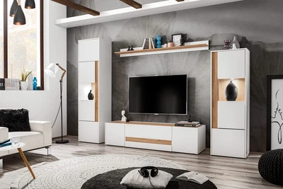 £495 • Buy Living Room Furniture Set REVIVA Z01 White Modern TV Entertainment Unit New