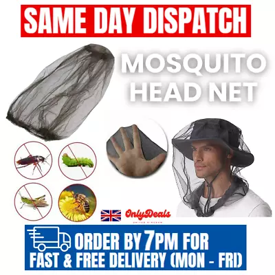 Midge Mosquito Head Net - Insect Hat | Fly Mesh Face Protector For Travel • £2.95