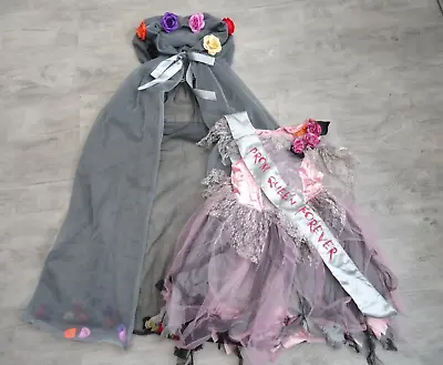 £12 • Buy Girls Age 7 8 9 Years Zombie Prom Queen Princess Bride Halloween Costume + Veil
