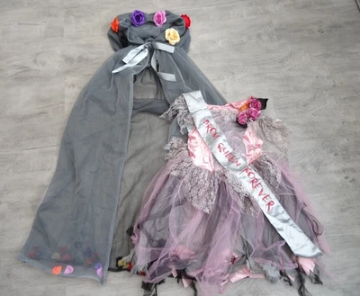 £12 • Buy Girls Age 7 8 9 Years Zombie Prom Queen Princess Bride Halloween Costume + Veil
