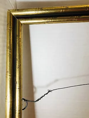 Vintage Faux Bamboo Wooden 19X23” Frame Gold Black Wash Holds 18X22” • $20.22