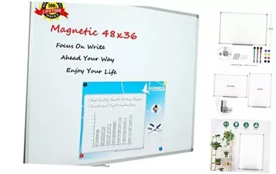 Lockways White Board Dry Erase Board Magnetic Whiteboard 4 48 X 36 Inch Silver • $103.67