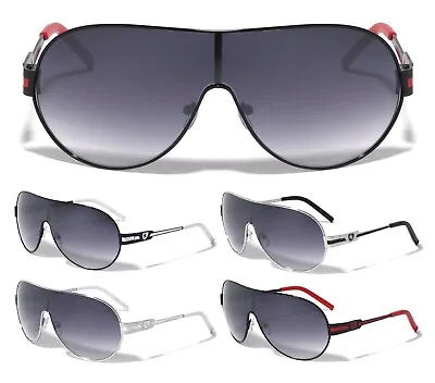 Khan Wrap Around One Piece Shield Lens Aviator Sunglasses Sport Retro Designer • $14.95