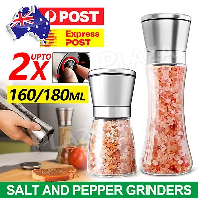 1/2x Stainless Steel Salt And Pepper Grinder Manual Ceramic Mills Glass Kitchen • $11.95