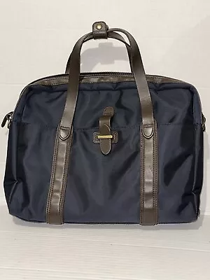 Country Road Brown Leather Trims Navy Nylon Canvas Work Laptop Uni Bag • $20