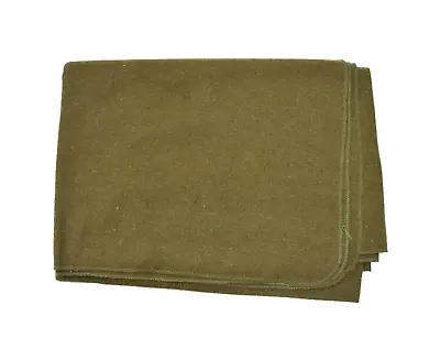 Military Khaki Wool Blanket US Style Olive 200x155 Cm Bedding Outdoor Camping • £19.99