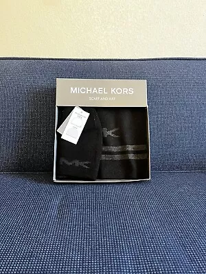 Michael Kors Scarf And Reversible Hat Set Box NEW Black • $25