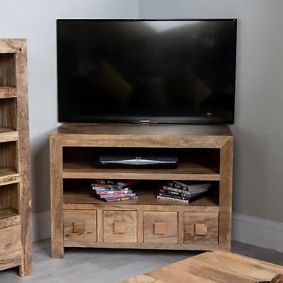 £329.95 • Buy Living Room Furniture Light Dakota Solid Mango Wood 4 Drw Corner Tv Unit (20l)