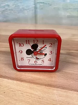 Vintage 1980s Walt Disney Mickey Mouse Lorus Quartz Travel Clock Works/Red • $16