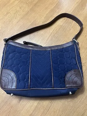 Vera Bradley Wildwood Park Navy Blue Microfiber Leather Shoulder Bag • $23