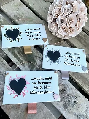 Personalised Mr & Mrs Wedding Countdown Chalkboard Plaque Sign Engagement Gift  • £6.99