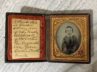 Antique Daguerreotype Cased Photograph Of A Young Boy • $40