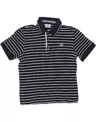 LACOSTE Mens Polo Shirt Size 3 Small Navy Blue Striped AO08 • £18.55