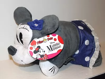 RARE Disney PILLOW PET Gray MINNIE MOUSE Denim 18” PLUSH Pillow NEW WITH TAG • $11