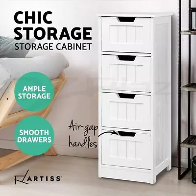 $59.39 • Buy Artiss 4 Chest Of Drawers Storage Cabinet Dresser Bathroom Stand Furniture White