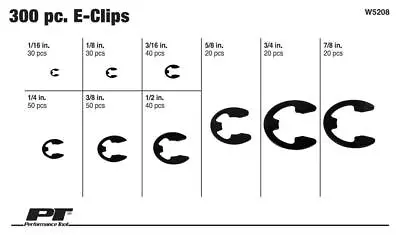 Performance Tool W5208 E-Clip Assortment With Plastic Storage Case 300 Pieces • $20.38