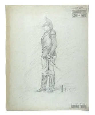 Antique French Life Drawing Paris Ecole Polytechnique Military Soldier 1901 • $99