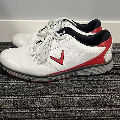 Callaway Balboa Sport Spikeless Waterproof Golf Shoes Mens Size 10.5 White Red • $27.49