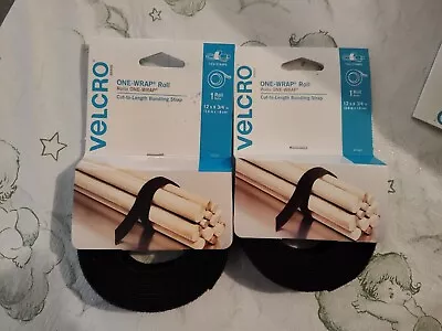 2 Pk.VELCRO Brand ONE-WRAP Roll .75 X12'-Black -90340 Free Shipping  • $15