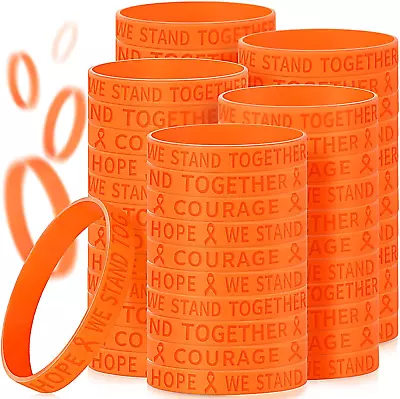 Orange Ribbon Awareness Silicone Bracelets Bulk Multiple Sclerosis Leukemia K... • $37.99