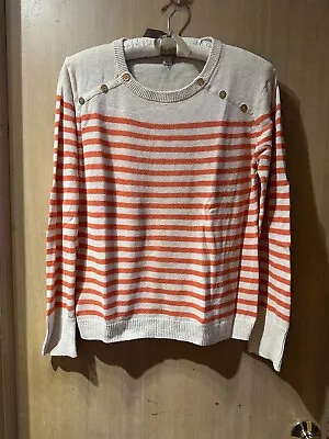 Womens J Crew Beige Orange Nautical Summer Sweater Lightweight XL • $16