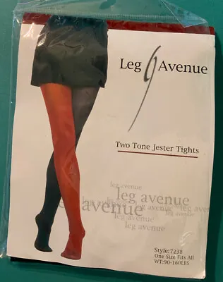 $7 • Buy Leg Avenue 2-Tone Tights Nylon/Spandex Jester-Clown-Elf-Colorful Ladies Tights