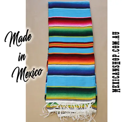 £35.96 • Buy Mexican Sarape Turquoise, Blanket Rug Picnic Throw Tablecloth Hot Rod 