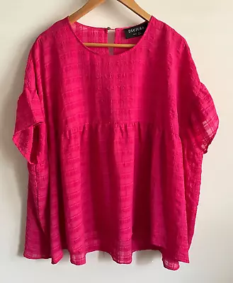 Decjuba Women's  Bree  Textured Top Size M/L  Pink Short Sleeve Blouse Relaxed • $22